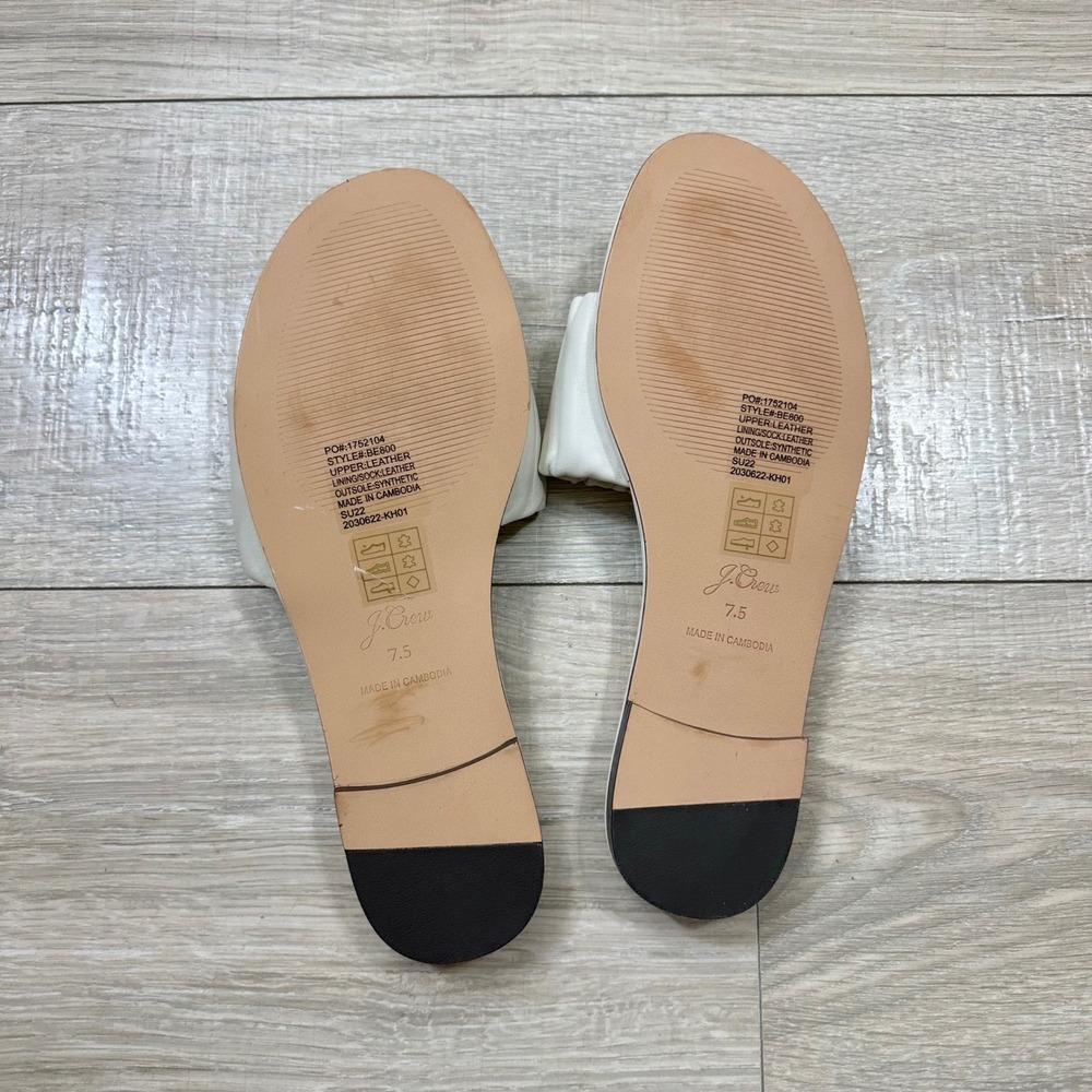 J.Crew Leather Ivory Menorca Scrunchie Strap Slide Sandals Padded Footbed 7.5 - Picture 5 of 6